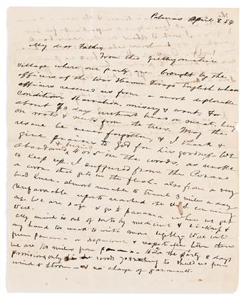 (PANAMA.) George U. Mayo. Letter from a survivor of the ill-fated Darien Exploring Expedition, written shortly after his rescue.